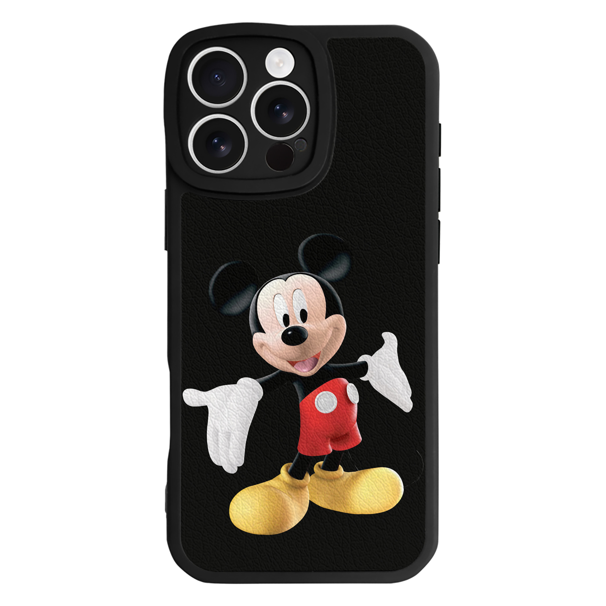 （画像用） ミッキーマウス Mickey Mouse 【iPhone 16シリーズ対応】シリコンスマホケース（レザー調） 材質：シリコン